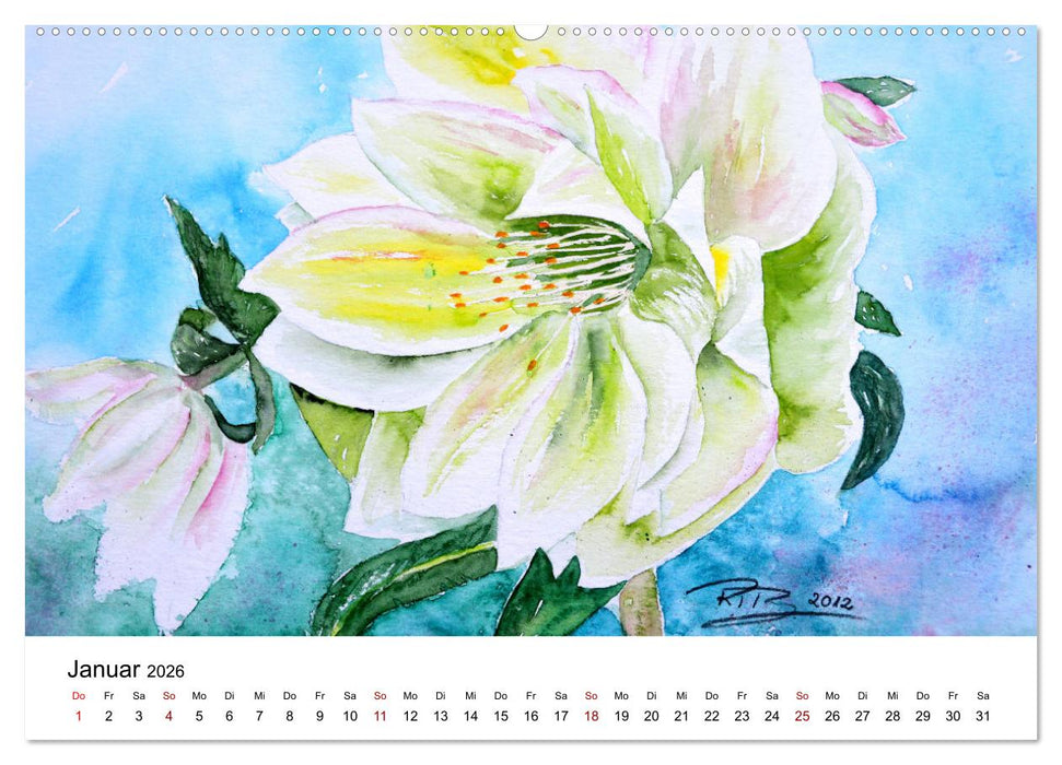 Blumen-Aquarelle (CALVENDO Premium Wandkalender 2026)