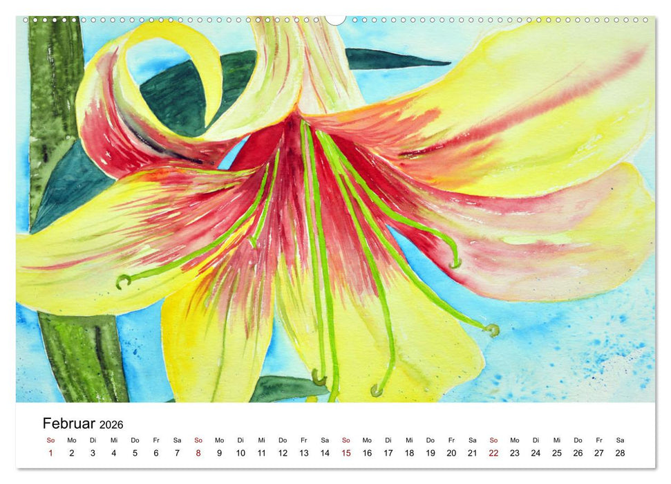 Blumen-Aquarelle (CALVENDO Premium Wandkalender 2026)