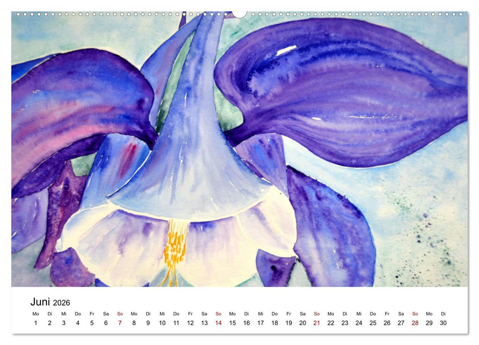 Blumen-Aquarelle (CALVENDO Premium Wandkalender 2026)