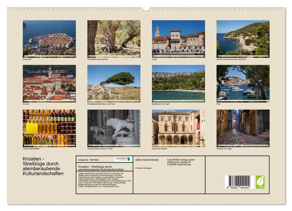 Kroatien - Streifzüge durch atemberaubende Kulturlandschaften (CALVENDO Premium Wandkalender 2026)