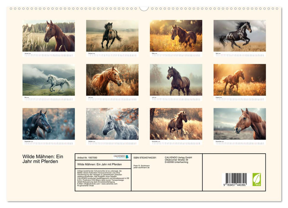 Wilde Mähnen: Ein Jahr mit Pferden (CALVENDO Premium Wandkalender 2026)