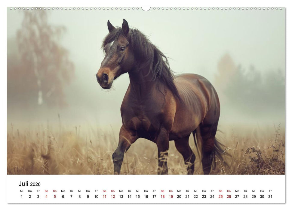 Wilde Mähnen: Ein Jahr mit Pferden (CALVENDO Premium Wandkalender 2026)