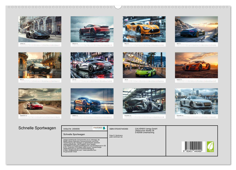 Schnelle Sportwagen (CALVENDO Premium Wandkalender 2026)