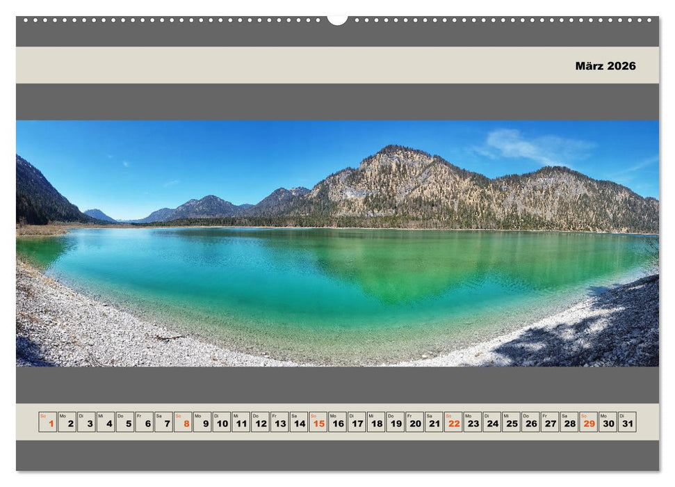 Walchensee Panorama (CALVENDO Premium Wandkalender 2026)