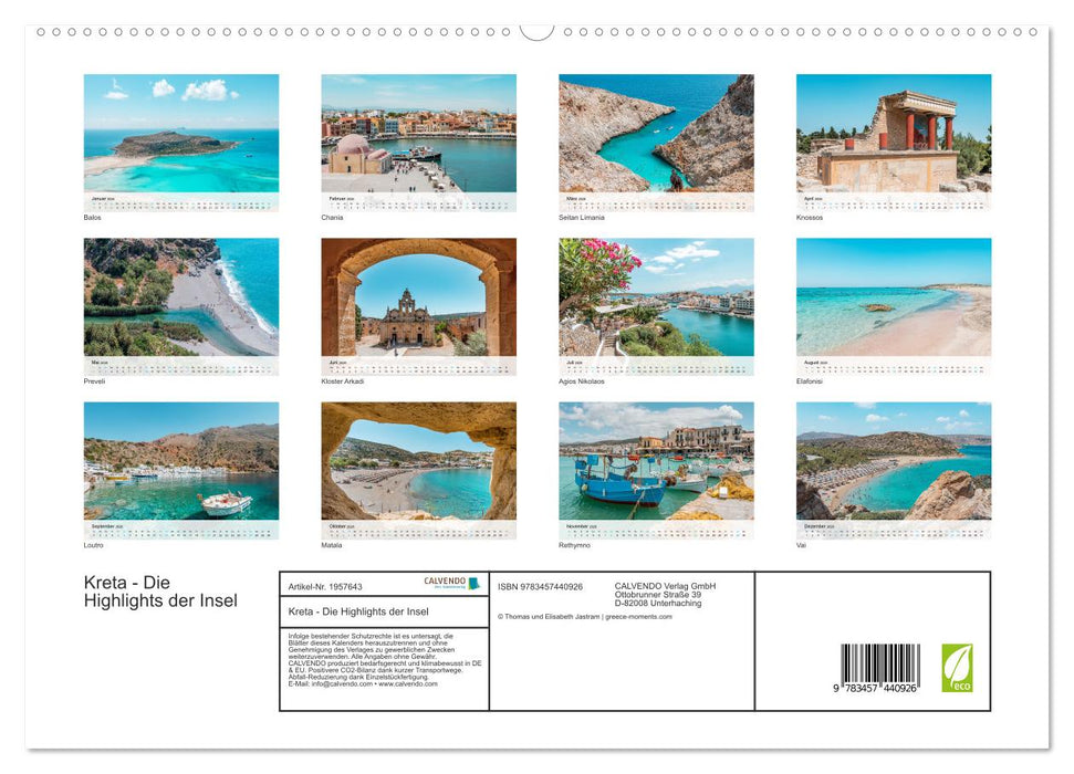 Kreta - Die Highlights der Insel (CALVENDO Premium Wandkalender 2026)