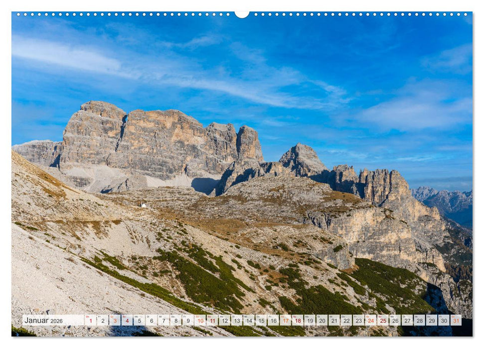 Bergwanderung Dolomiten rund um die Drei Zinnen (CALVENDO Premium Wandkalender 2026)