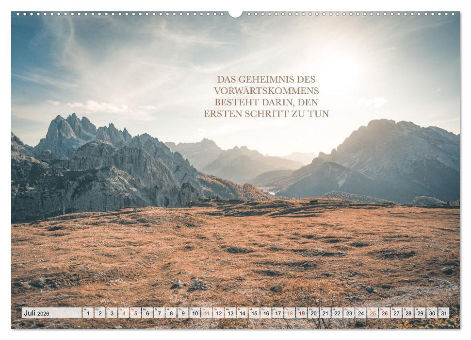 Berge und Sprüche zur Motivation und Inspiration (CALVENDO Premium Wandkalender 2026)