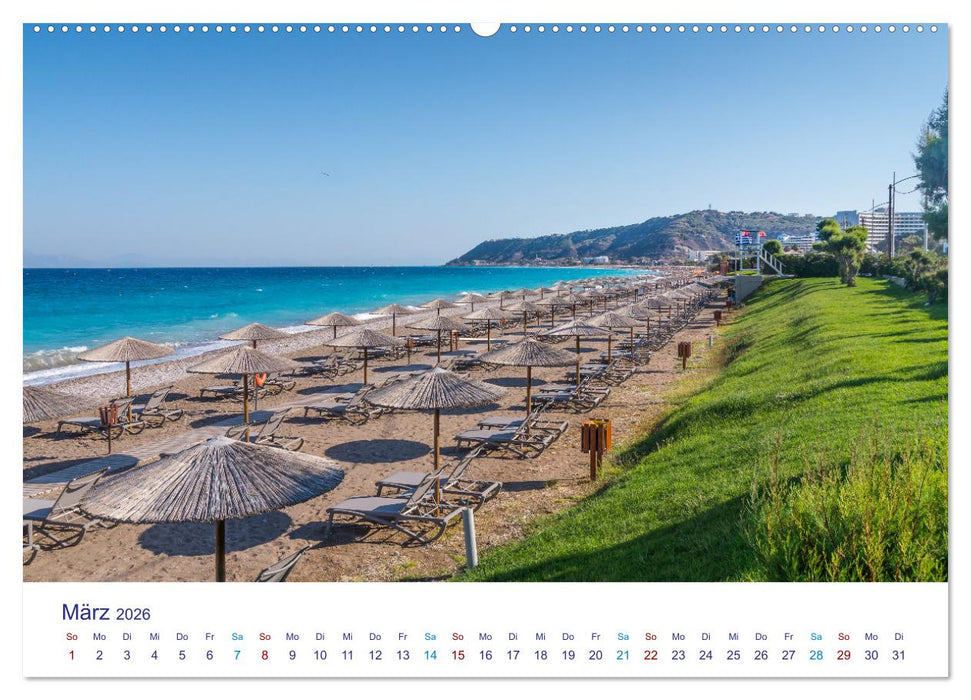 Strände der Insel Rhodos (CALVENDO Premium Wandkalender 2026)
