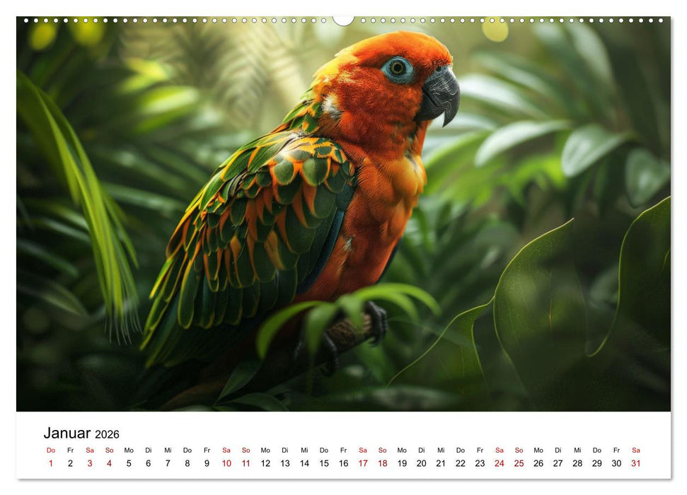 Papageien - Farbenfrohe Paradiesvögel (CALVENDO Premium Wandkalender 2026)