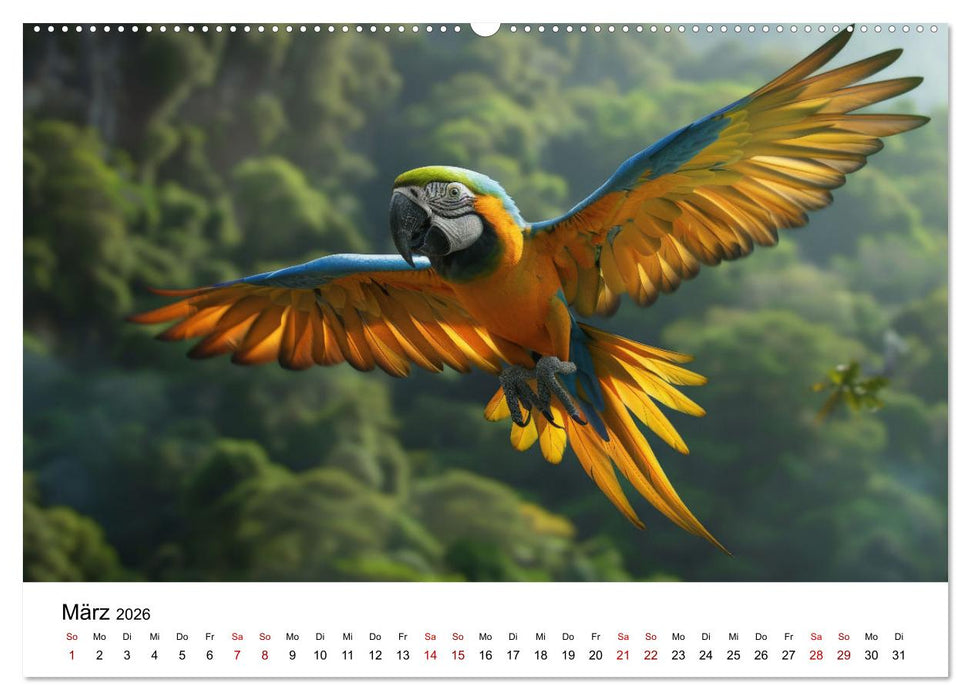 Papageien - Farbenfrohe Paradiesvögel (CALVENDO Premium Wandkalender 2026)