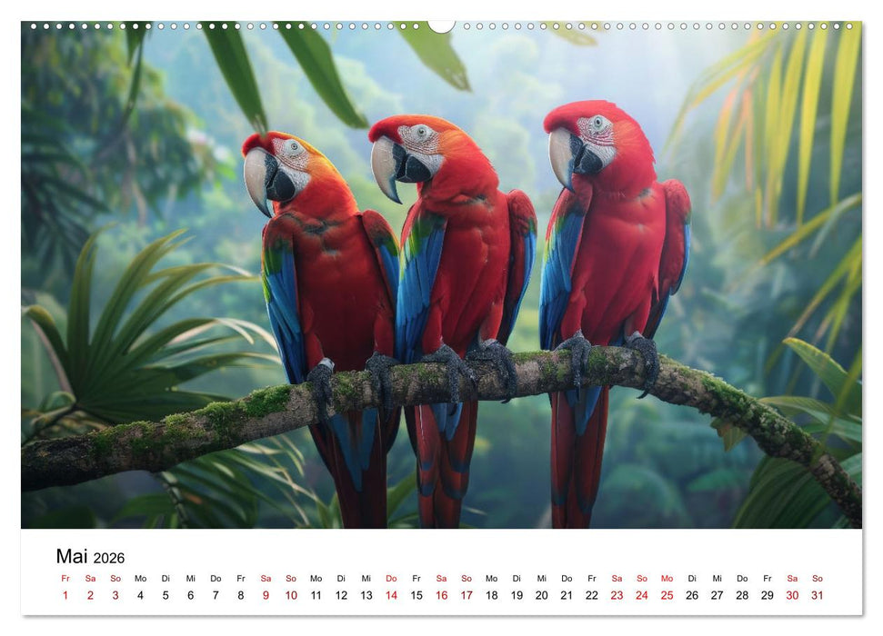 Papageien - Farbenfrohe Paradiesvögel (CALVENDO Premium Wandkalender 2026)