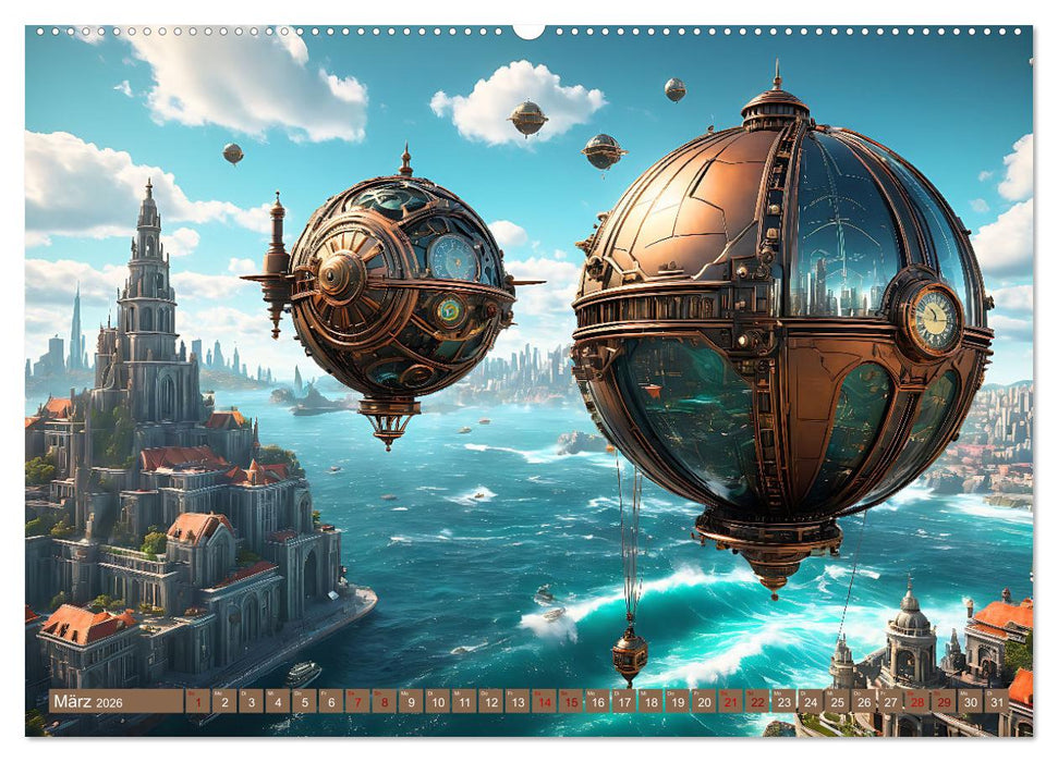 Steampunk Flugmaschinen (CALVENDO Premium Wandkalender 2026)