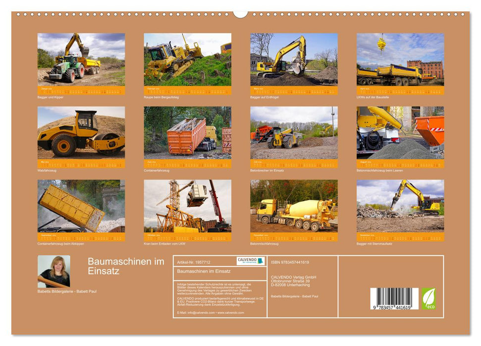 Baumaschinen im Einsatz (CALVENDO Premium Wandkalender 2026)