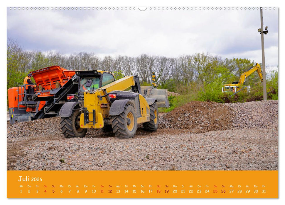 Baumaschinen im Einsatz (CALVENDO Premium Wandkalender 2026)