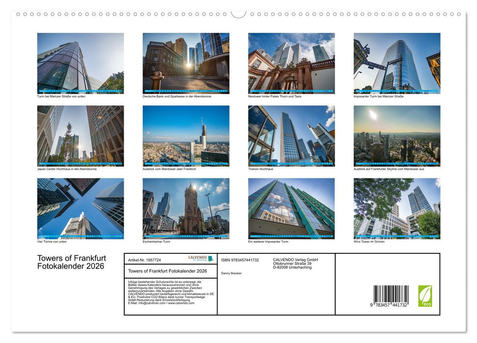 Towers of Frankfurt Fotokalender 2026 (CALVENDO Premium Wandkalender 2026)