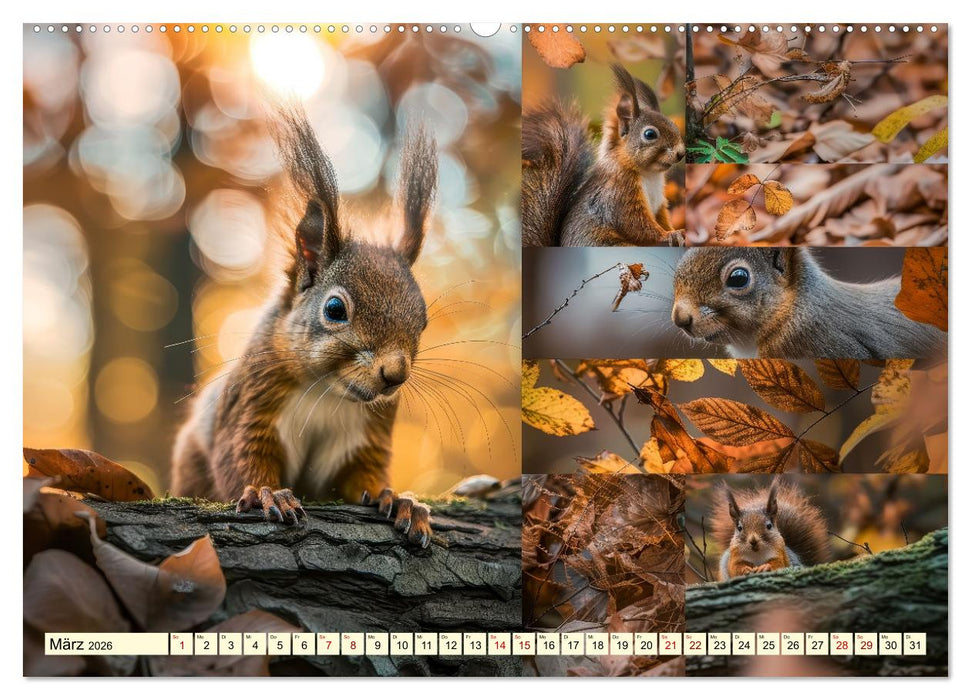 Eichhörnchen - tollkühne Kletterer (CALVENDO Premium Wandkalender 2026)