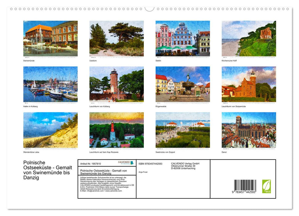 Polnische Ostseeküste - Gemalt von Swinemünde bis Danzig (CALVENDO Premium Wandkalender 2026)