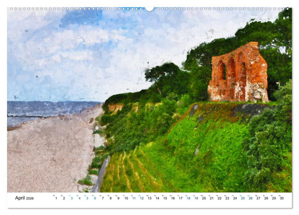 Polnische Ostseeküste - Gemalt von Swinemünde bis Danzig (CALVENDO Premium Wandkalender 2026)