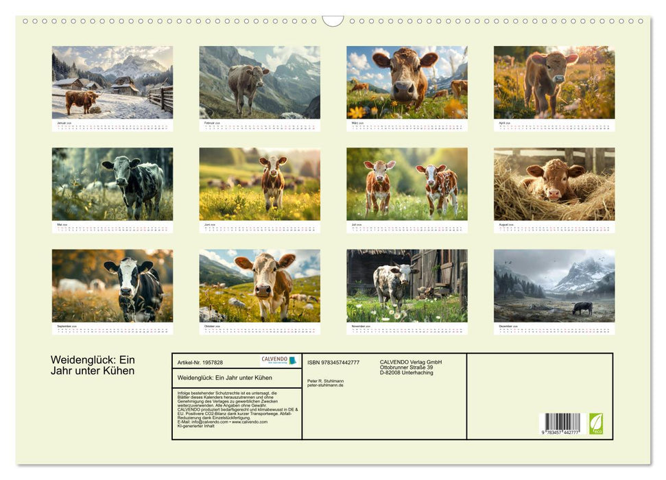 Weidenglück: Ein Jahr unter Kühen (CALVENDO Wandkalender 2026)