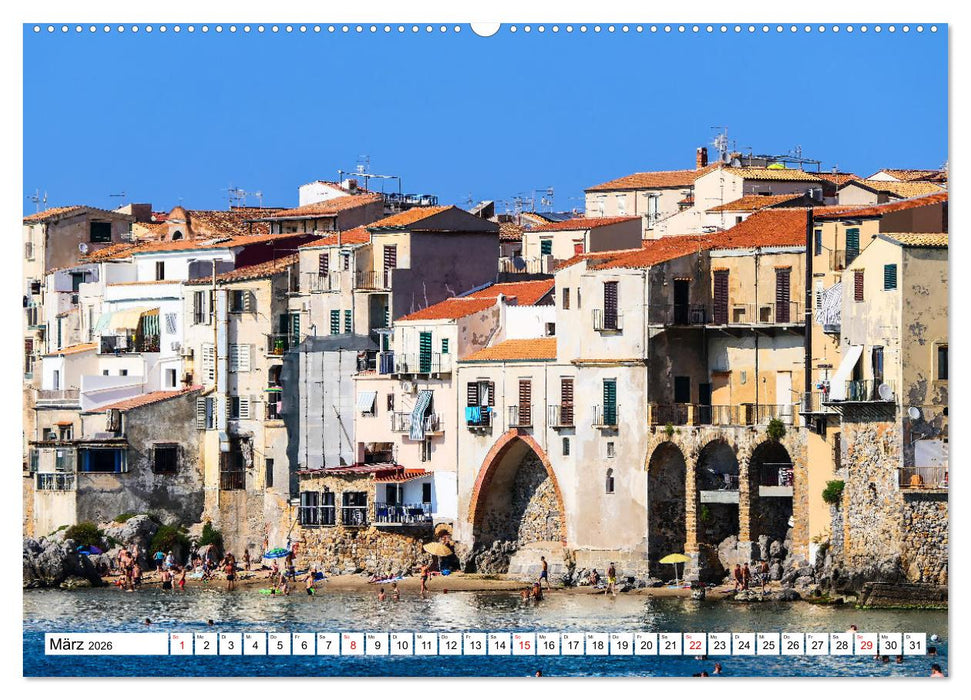 Cefalù Perle Siziliens (CALVENDO Wandkalender 2026)