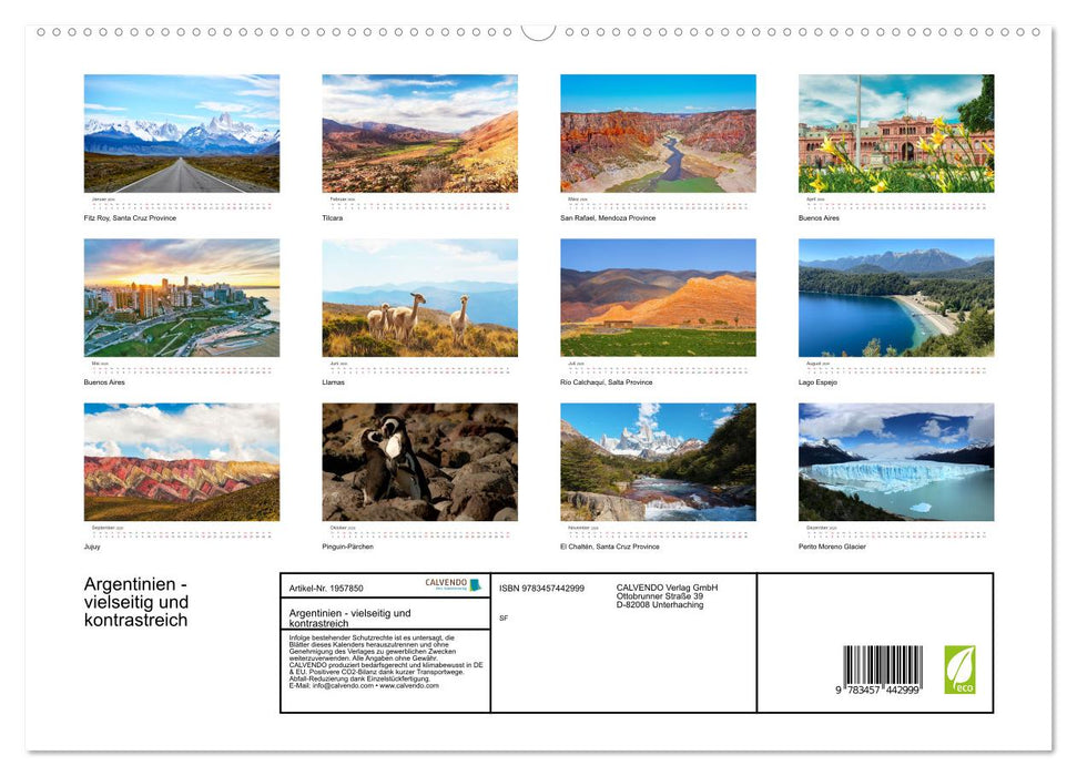 Argentinien - vielseitig und kontrastreich (CALVENDO Premium Wandkalender 2026)