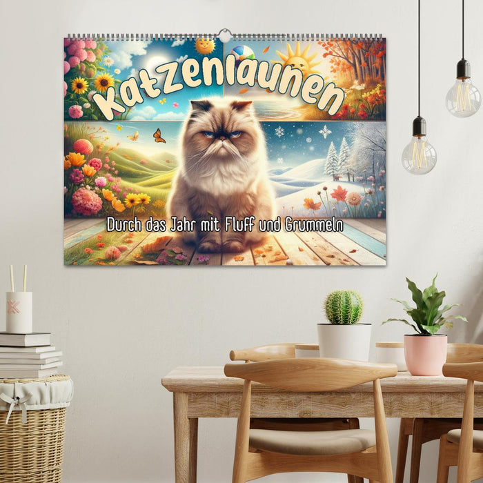 Katzenlaunen - Durch das Jahr mit Fluff und Grummeln (CALVENDO Wandkalender 2026)