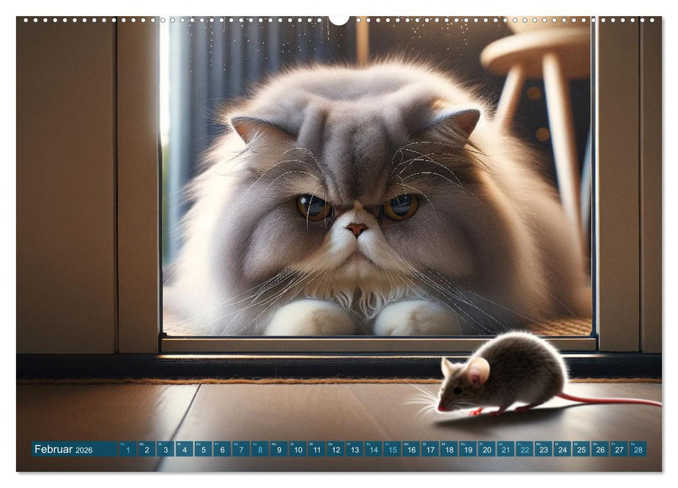 Katzenlaunen - Durch das Jahr mit Fluff und Grummeln (CALVENDO Wandkalender 2026)