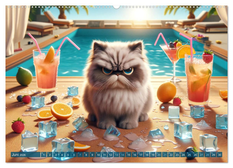 Katzenlaunen - Durch das Jahr mit Fluff und Grummeln (CALVENDO Wandkalender 2026)