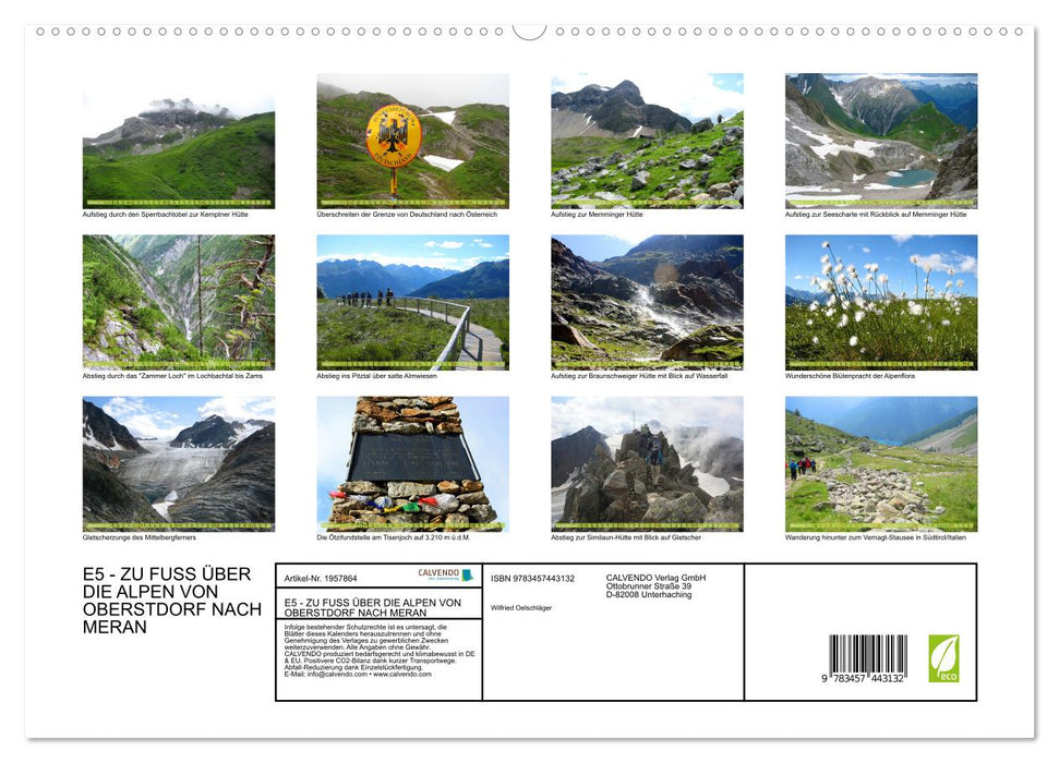 E5 - ZU FUSS ÜBER DIE ALPEN VON OBERSTDORF NACH MERAN (CALVENDO Premium Wandkalender 2026)