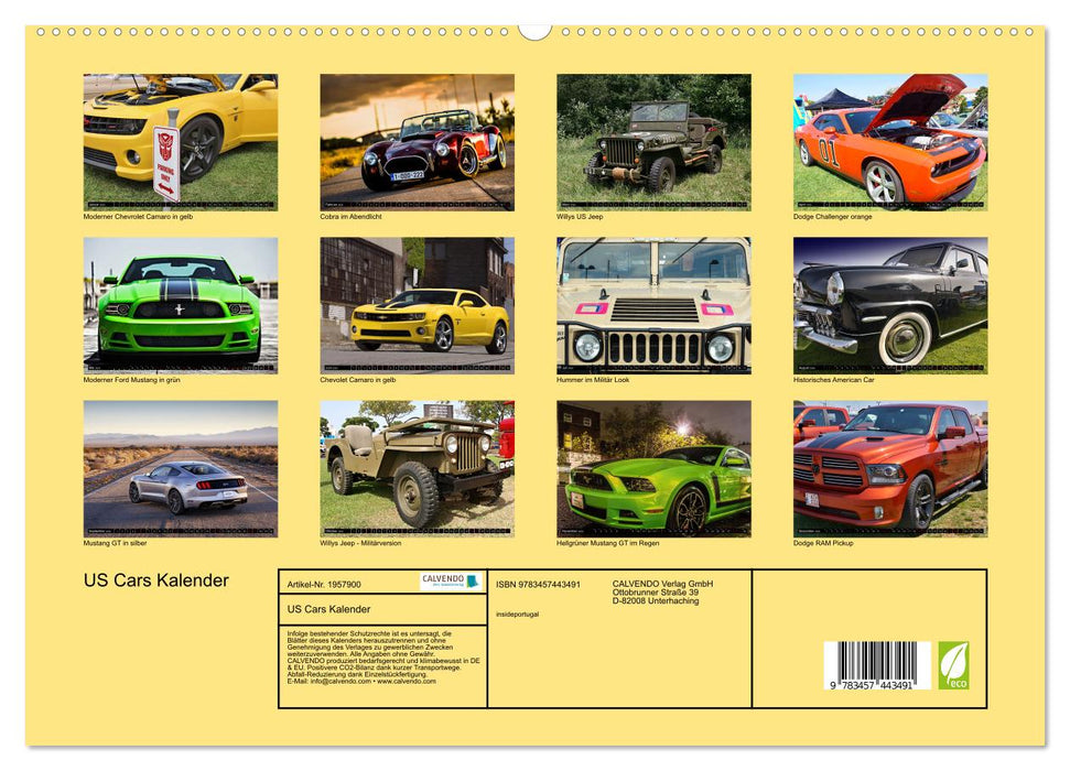 US Cars Kalender (CALVENDO Premium Wandkalender 2026)