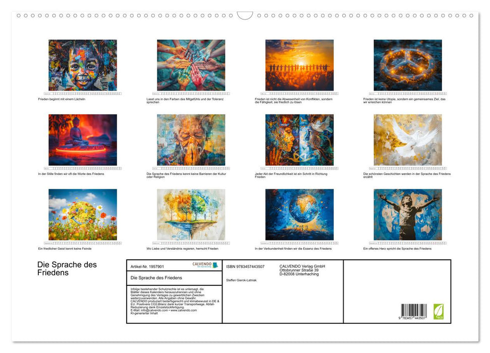 Die Sprache des Friedens (CALVENDO Wandkalender 2026)