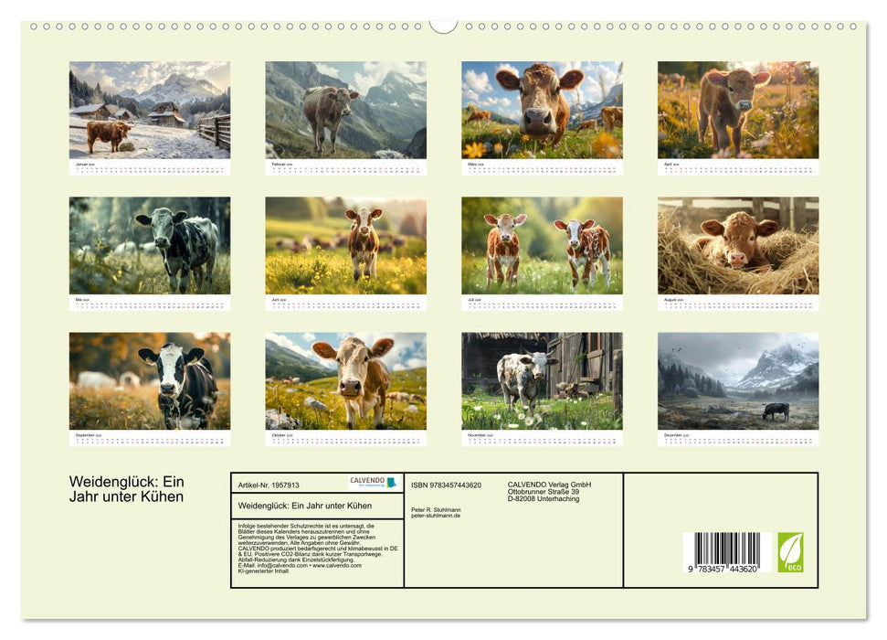 Weidenglück: Ein Jahr unter Kühen (CALVENDO Premium Wandkalender 2026)