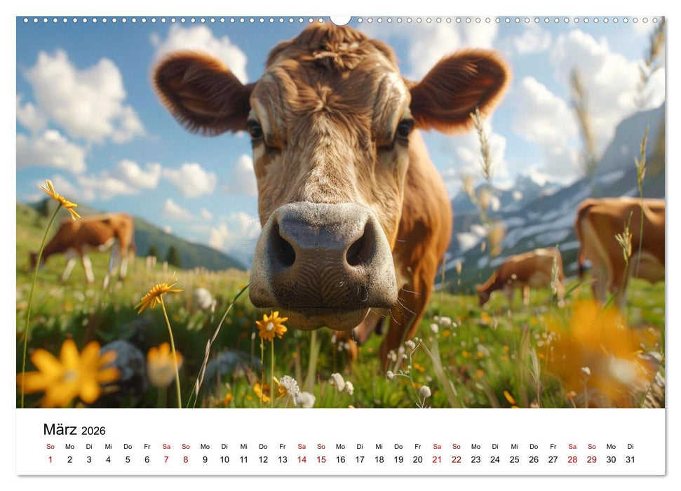 Weidenglück: Ein Jahr unter Kühen (CALVENDO Premium Wandkalender 2026)
