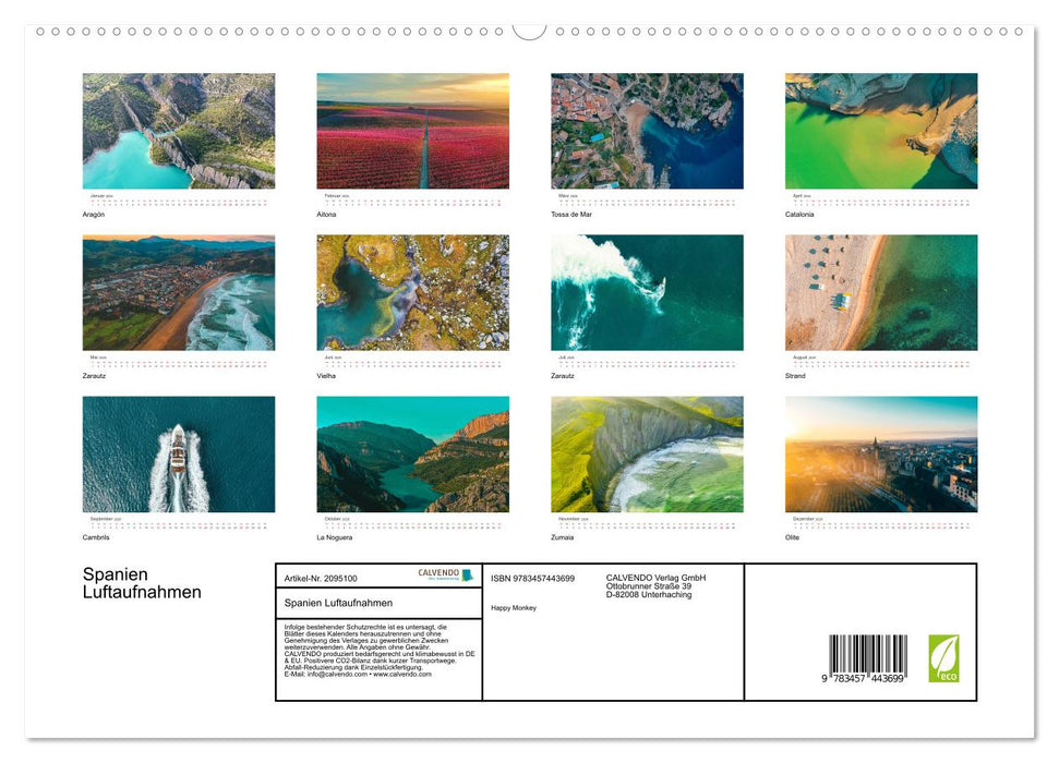 Spanien Luftaufnahmen (CALVENDO Premium Wandkalender 2026)