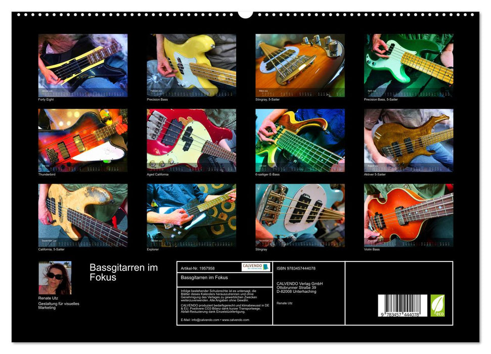 Bassgitarren im Fokus (CALVENDO Premium Wandkalender 2026)
