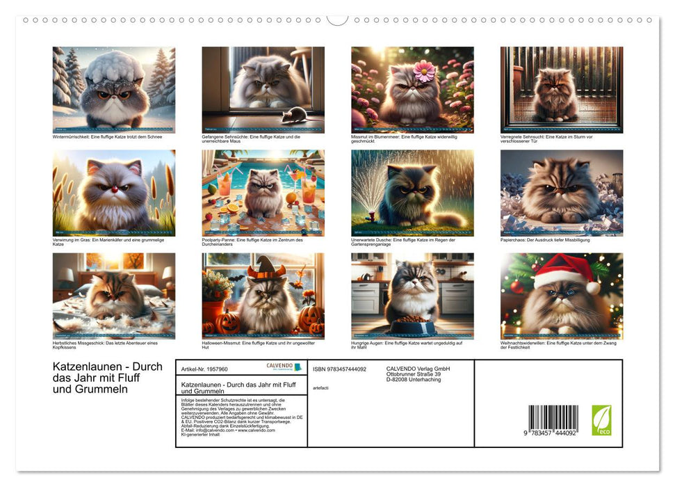 Katzenlaunen - Durch das Jahr mit Fluff und Grummeln (CALVENDO Premium Wandkalender 2026)