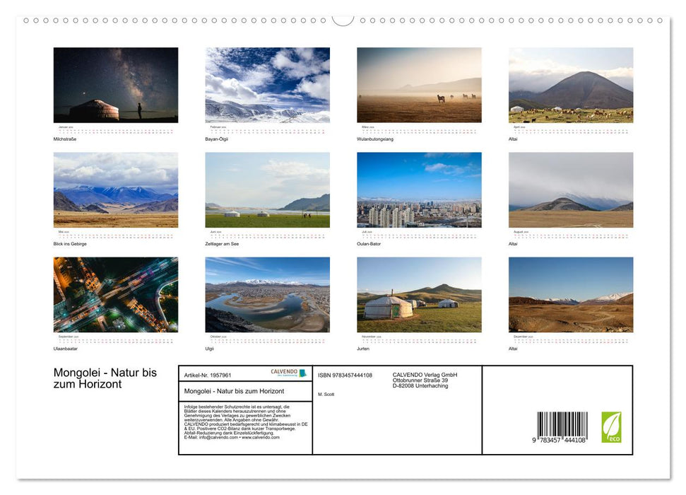 Mongolei - Natur bis zum Horizont (CALVENDO Premium Wandkalender 2026)