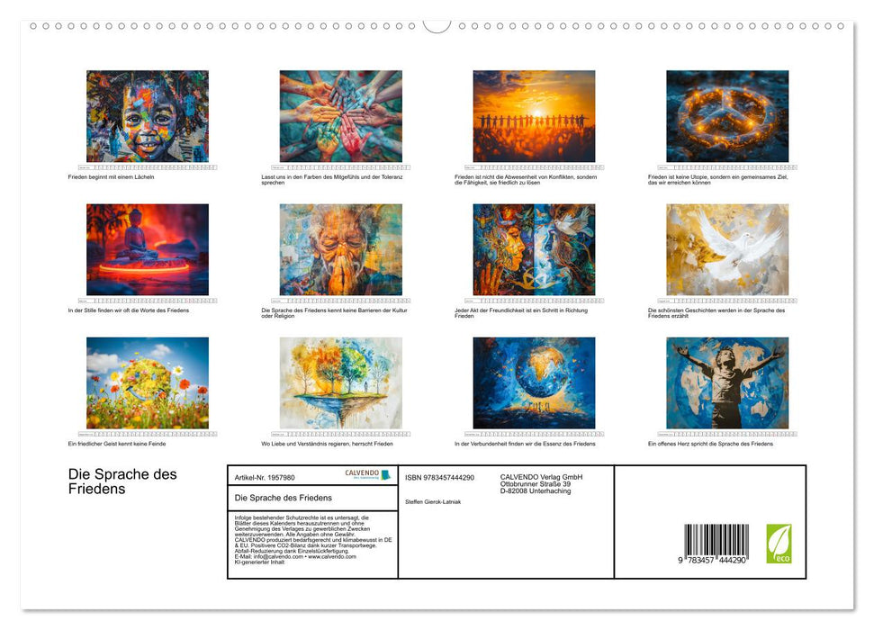 Die Sprache des Friedens (CALVENDO Premium Wandkalender 2026)