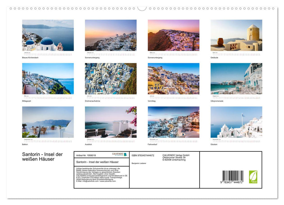 Santorin - Insel der weißen Häuser (CALVENDO Premium Wandkalender 2026)
