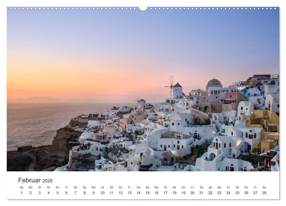 Santorin - Insel der weißen Häuser (CALVENDO Premium Wandkalender 2026)