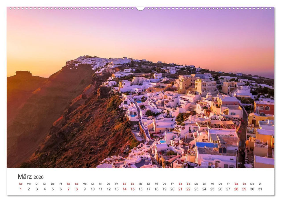 Santorin - Insel der weißen Häuser (CALVENDO Premium Wandkalender 2026)