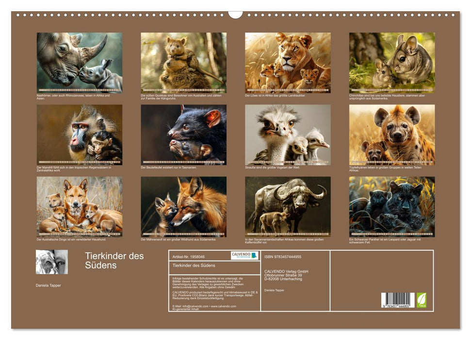 Tierkinder des Südens (CALVENDO Wandkalender 2026)