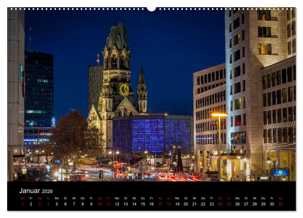 Eine Reise durch Berlin bei Nacht (CALVENDO Premium Wandkalender 2026)