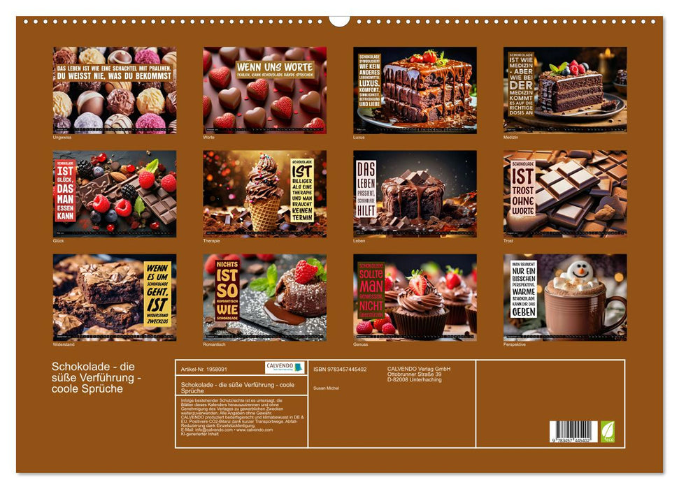 Schokolade - die süße Verführung - coole Sprüche (CALVENDO Wandkalender 2026)