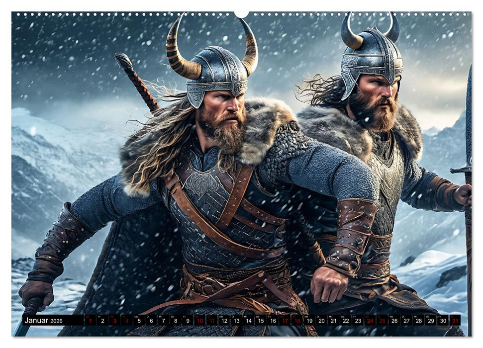 Kampf der wilden Wikinger (CALVENDO Wandkalender 2026)