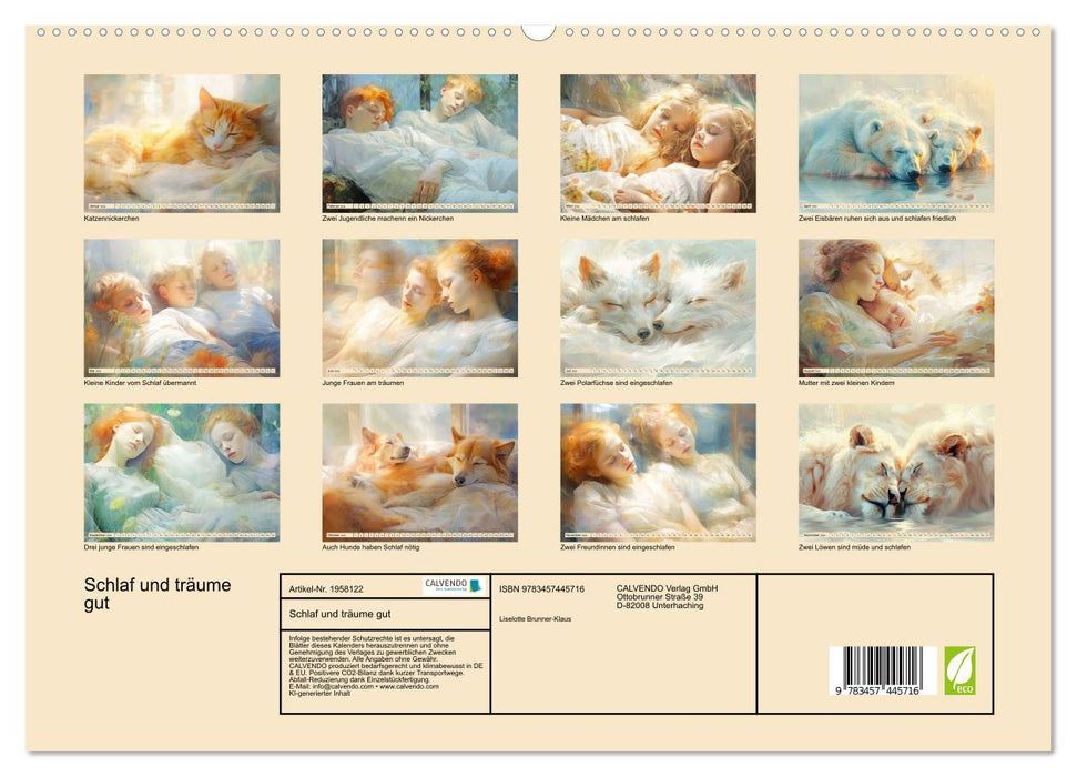 Schlaf und träume gut (CALVENDO Premium Wandkalender 2026)