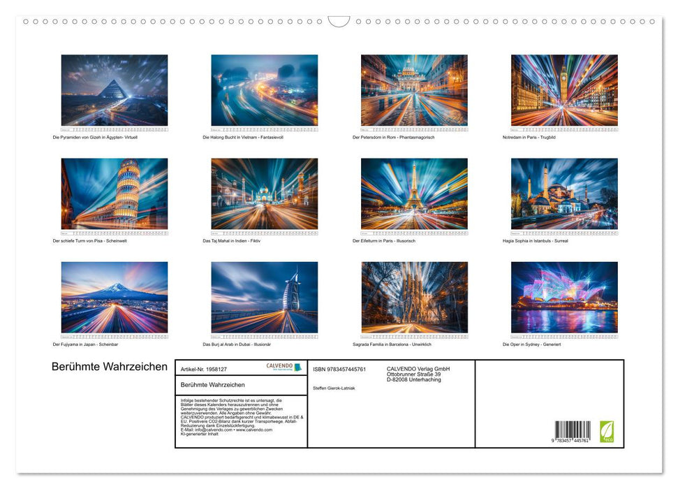Berühmte Wahrzeichen (CALVENDO Wandkalender 2026)