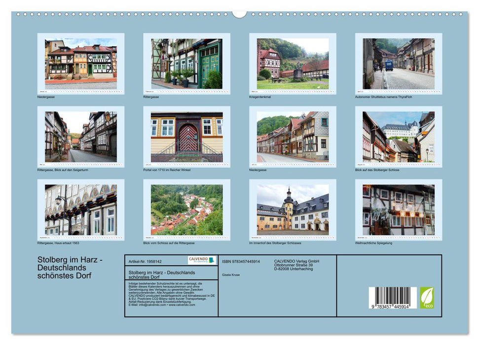 Stolberg im Harz - Deutschlands schönstes Dorf (CALVENDO Premium Wandkalender 2026)