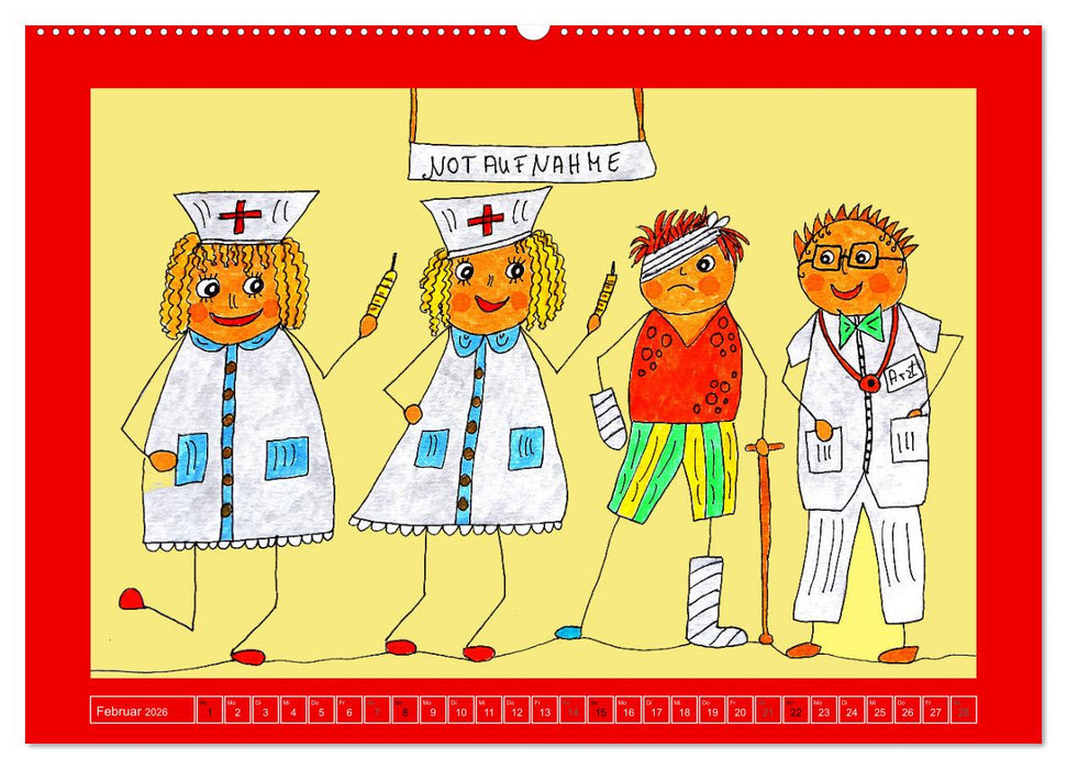 Strichmännchen zeigen buntes Leben (CALVENDO Premium Wandkalender 2026)