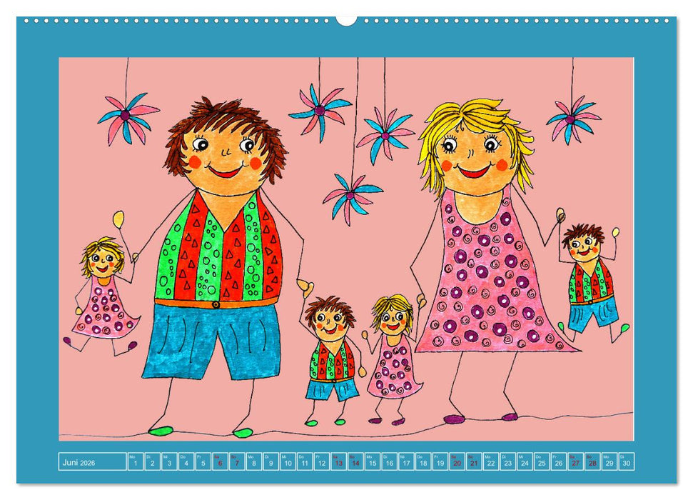 Strichmännchen zeigen buntes Leben (CALVENDO Premium Wandkalender 2026)